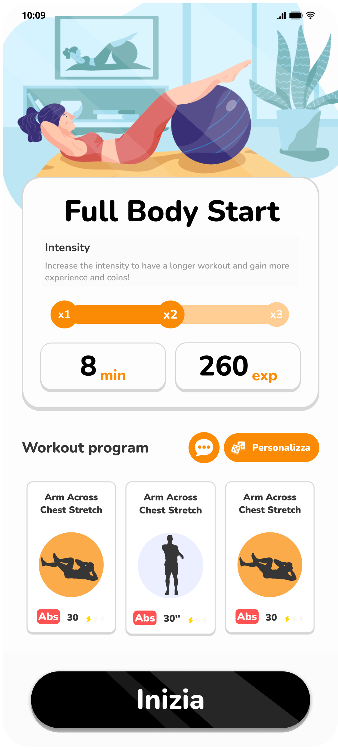 workout di 10 minuti nell'app Hypemove